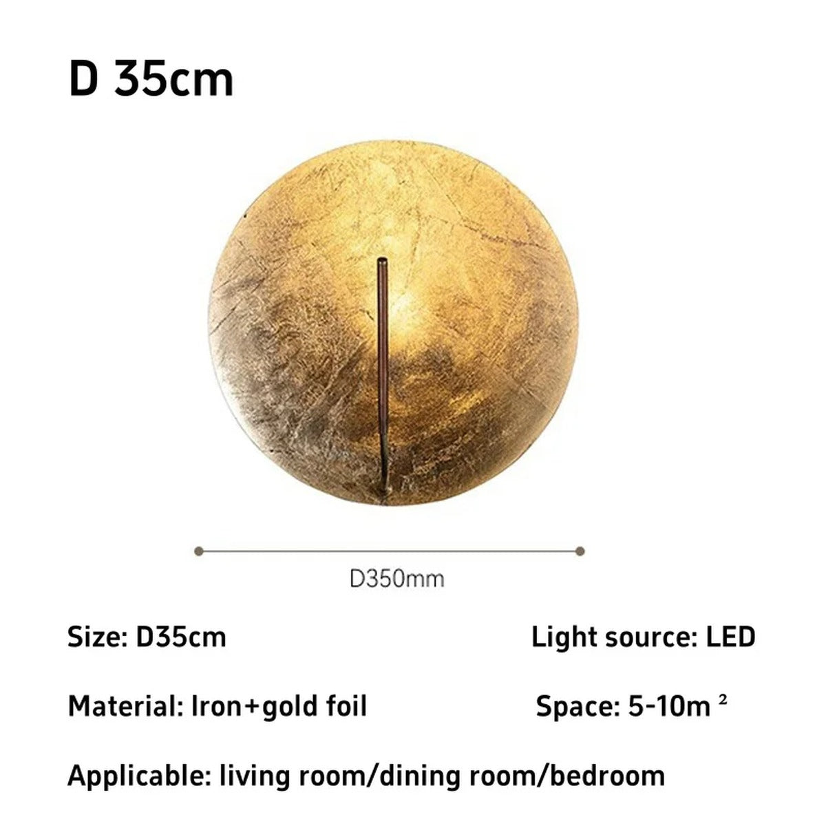 Gold Foil Disc Ambient Wall Sconce – Yarlion – Product Detail 8