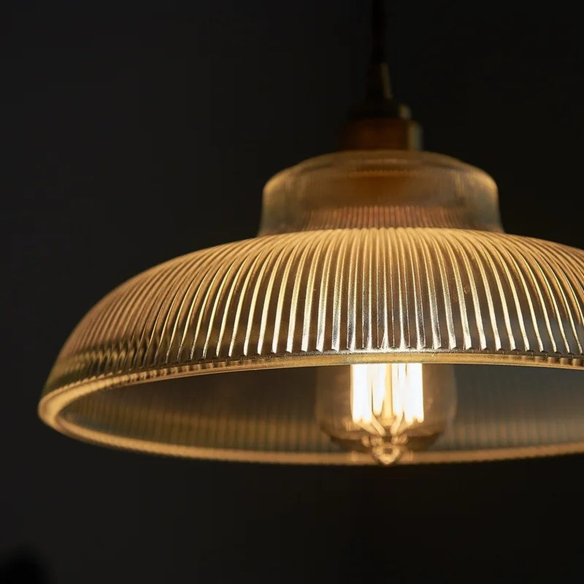 Ribbed Glass Dome Pendant Light Velmara – Ribbed Glass Close-Up