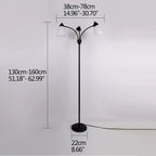 Merelix floor lamp dimensions — height 130-160cm, arm span 38-78cm, base 22cm