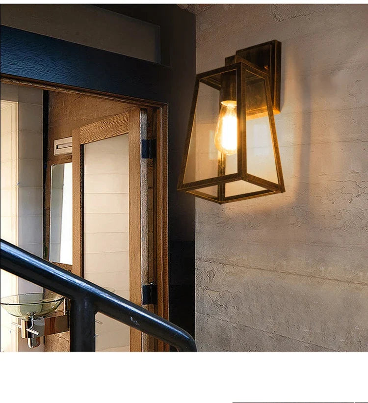 Tapered Cage Lantern Outdoor Wall Light – Orivex – Copper Finish