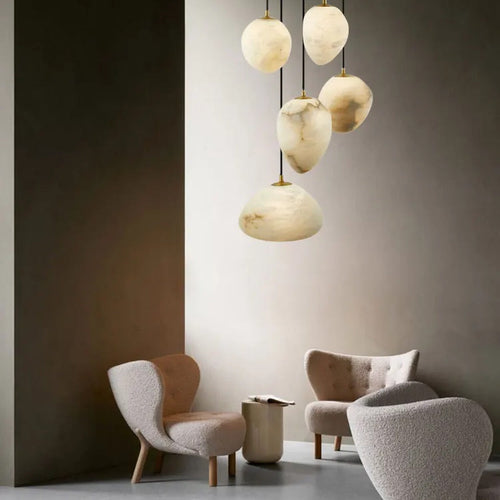 Alabaster Pebble Pendant & Wall Light – Praxon – Lifestyle View 2