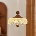 Walnut & Crystal Droplet Pendant – Xoluxen – Hero Shot