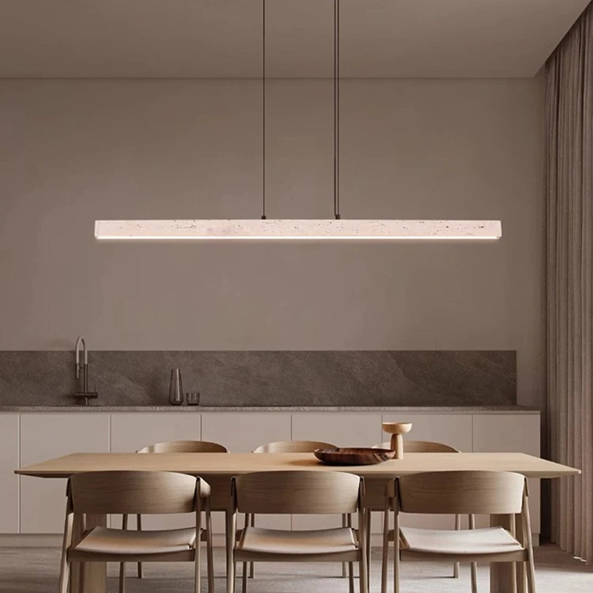 Quarren pendant — 150cm version spanning long dining table