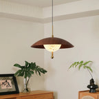 Walnut Dome & Crystal Bowl Pendant Light – Aximund – Lifestyle View 2