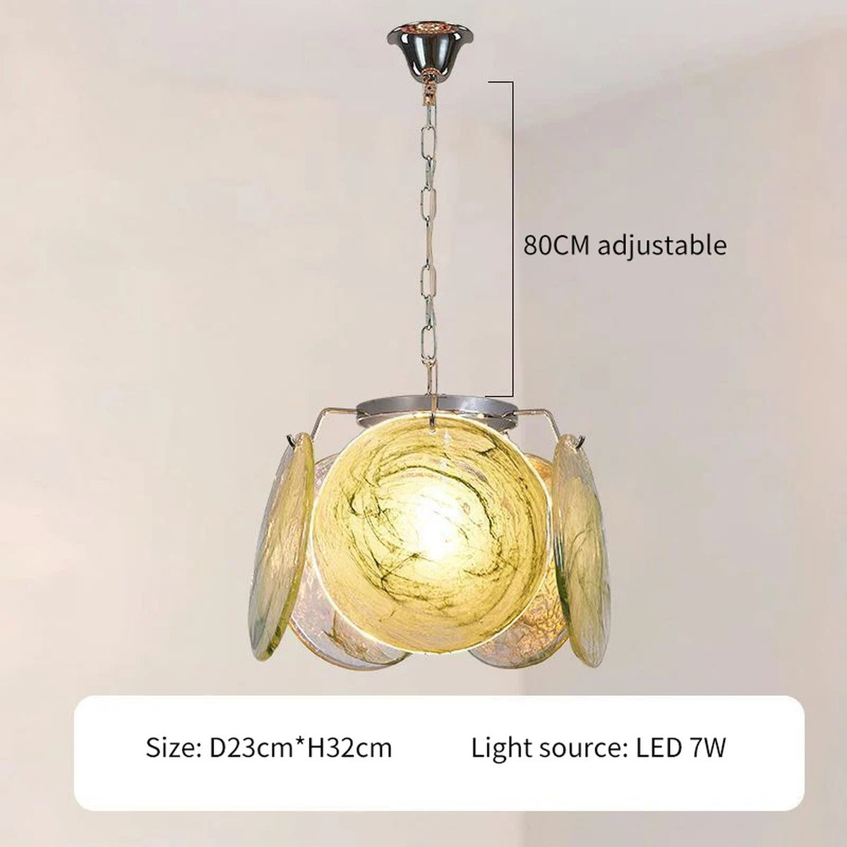 Iridescent Glass Petal Pendant Chandelier – Uevorn – Product Detail 8