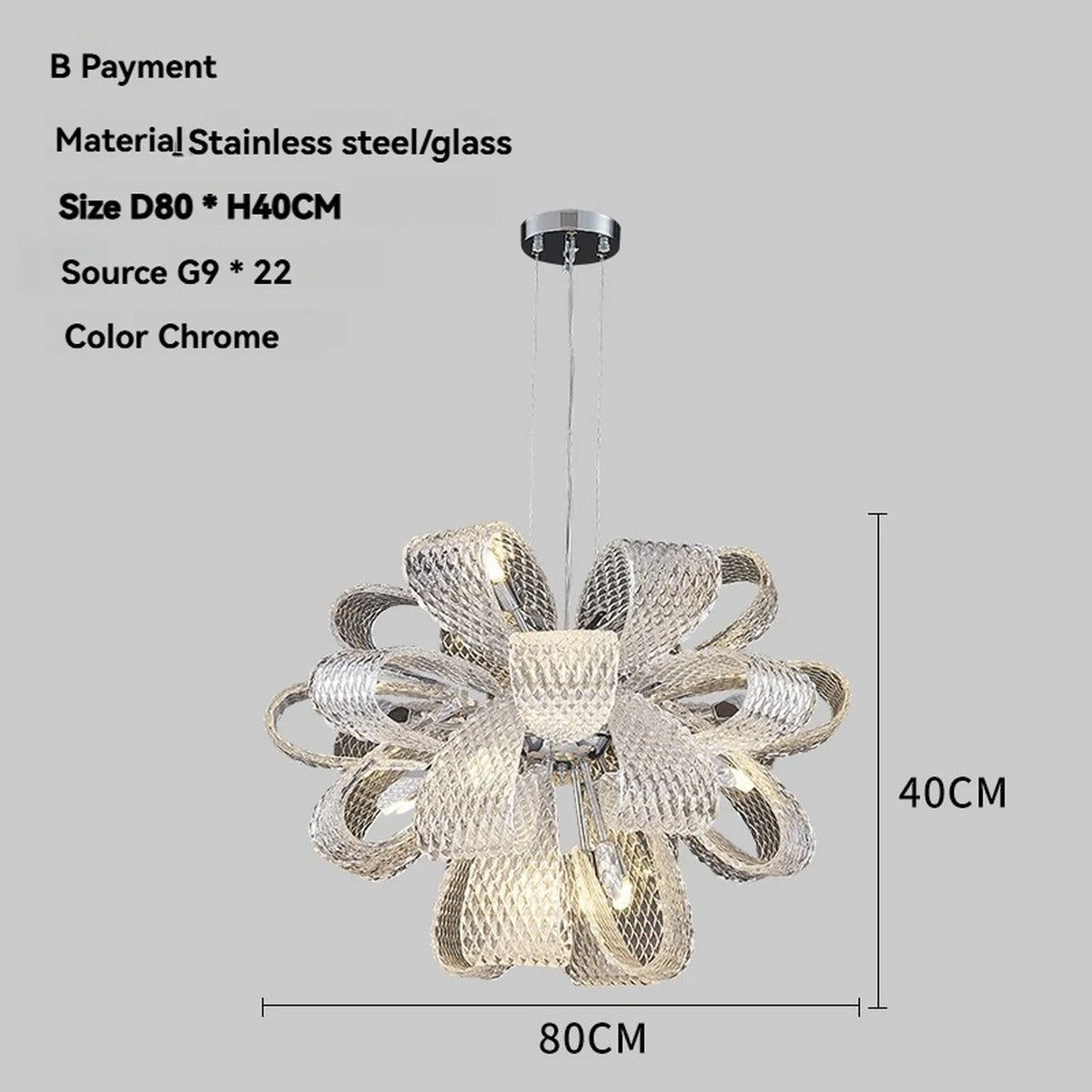 Chrome Mesh Ribbon Chandelier – Floramont – Product Detail 8