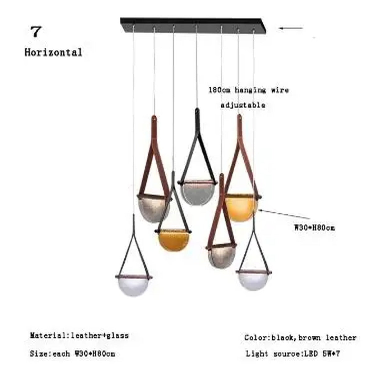 Leather Strap Handblown Glass Bowl Pendant Light – Stilren – Product Detail 15