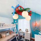Wood Aircraft Chandelier Avirath — Red Painted Finish, Lifestyle View