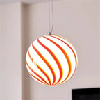 Candy-Stripe Swirl Glass Globe Pendant – Novaro – Lifestyle View 3