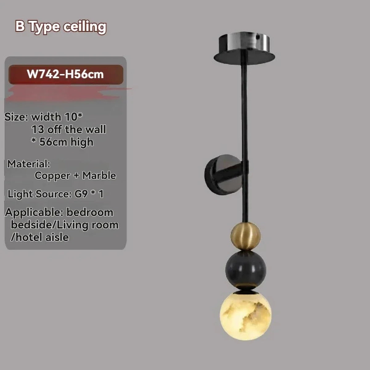 Marble Globe Stacked Ball Wall & Ceiling Light – Nolvex – Product Detail 11