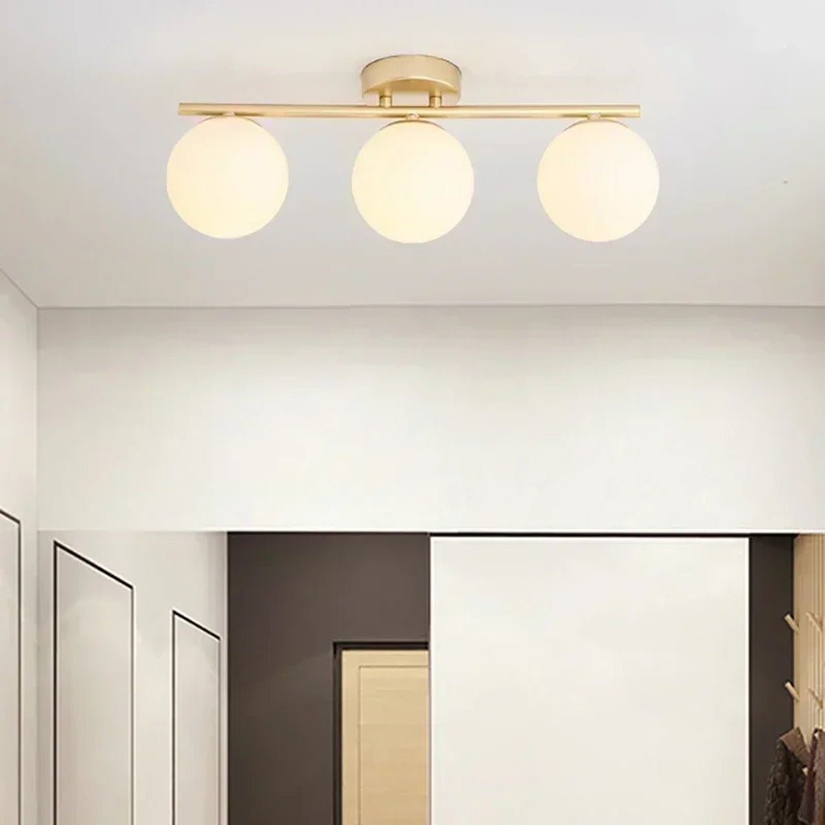 Serenox glass globe ceiling light, 2-light matte black, view 3