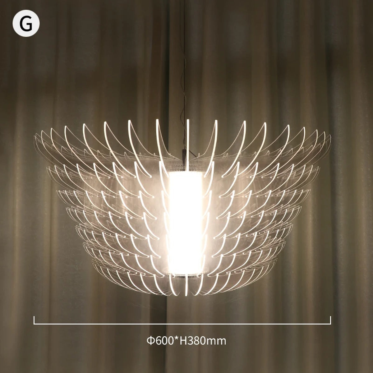 Vesperis Pendant Light – Style Feather Wing, Ø60xH38cm