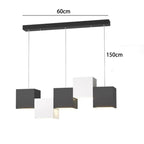 Evrixon cube cluster pendant — 5-head, mixed black & white finish, 60 cm span