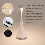 Hourglass Cordless Touch Dimmer Table Lamp – Eravox – Touch Control and USB-C Charging Detail