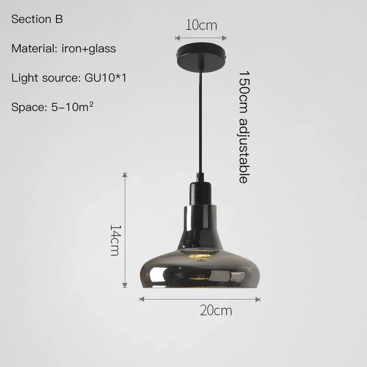 Torvalis Single Pendant – Dome, dimensions