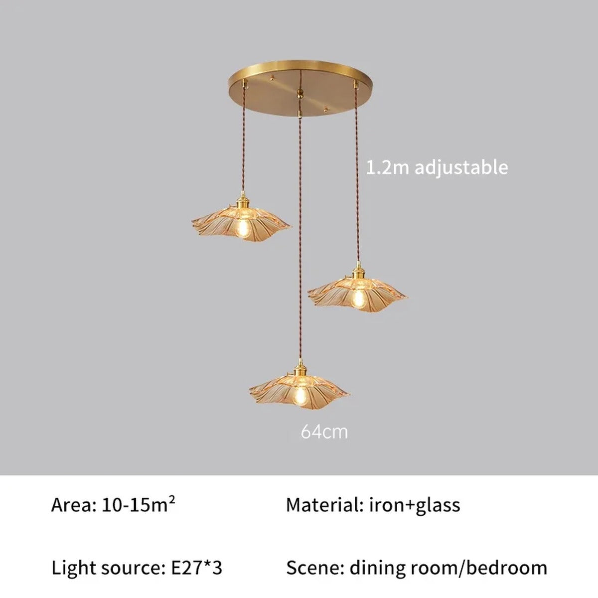 Scalloped Glass Flower Pendant Light Florivex – Product Detail 12