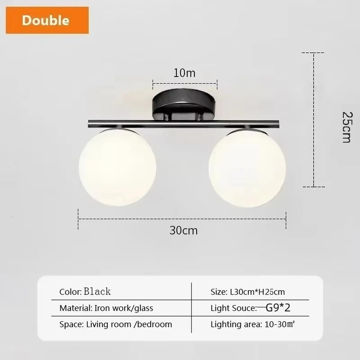 Serenox 2-light ceiling fixture, matte black finish