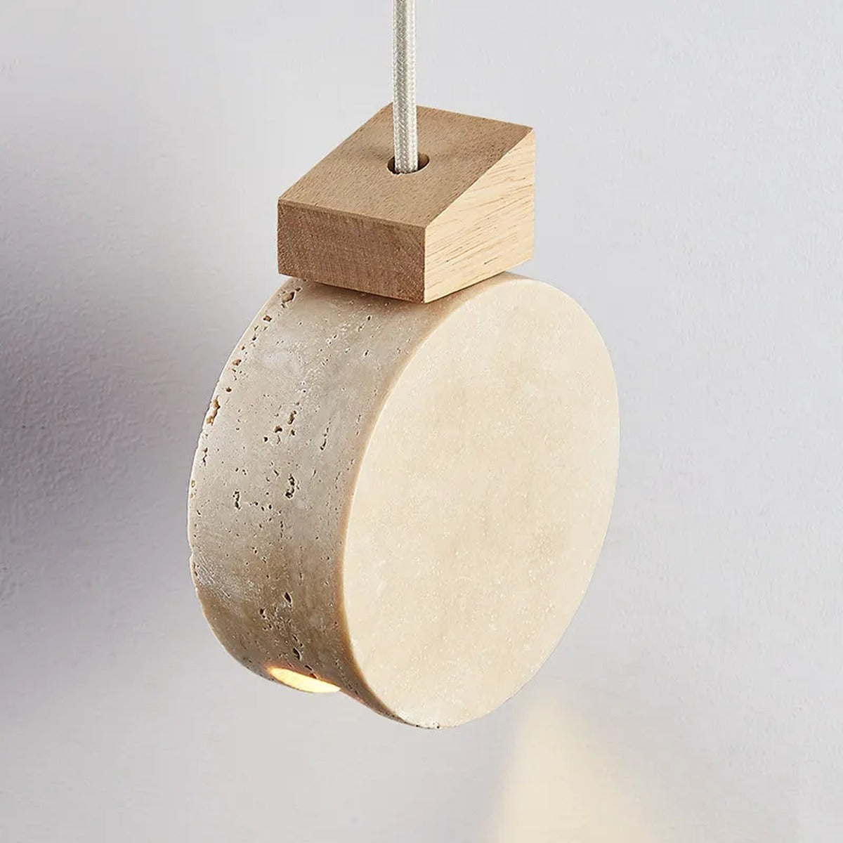 Marevaux pendant, detail of two-tone solid wood mount