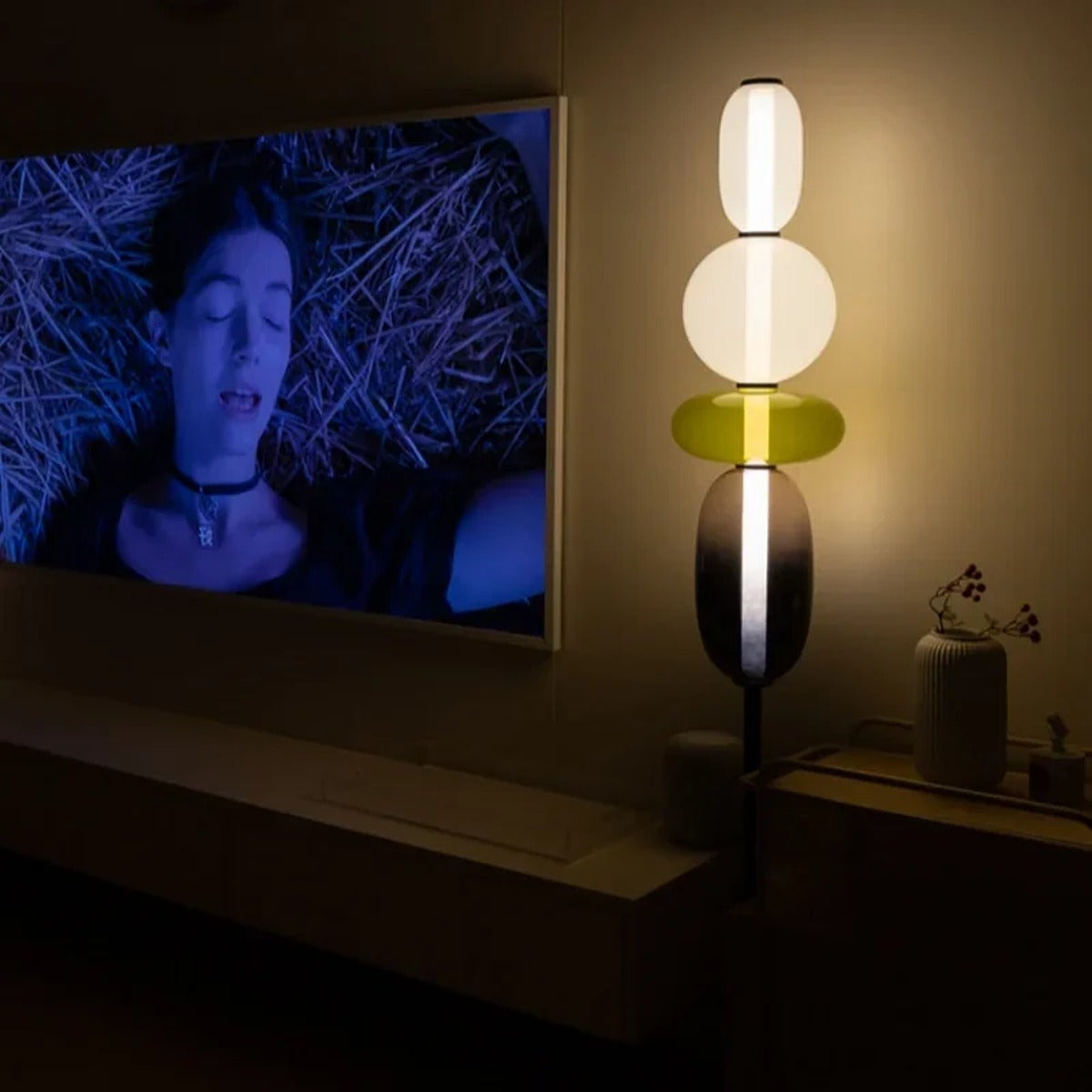 Stacked Art Glass Pebble Table & Floor Lamp – Darvorn – Lifestyle View 4