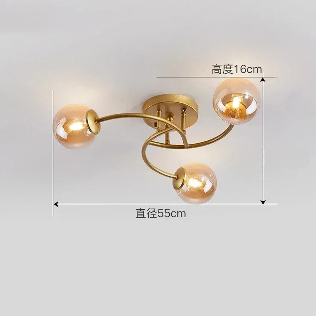Curved Arm Glass Globe Ceiling Light – Orivex – Product Detail 8