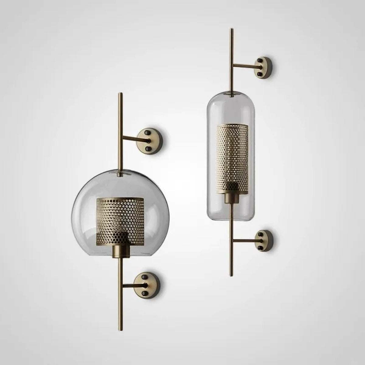Honeycomb Cage Glass Globe Wall Sconce – Devorn – Lifestyle View 2