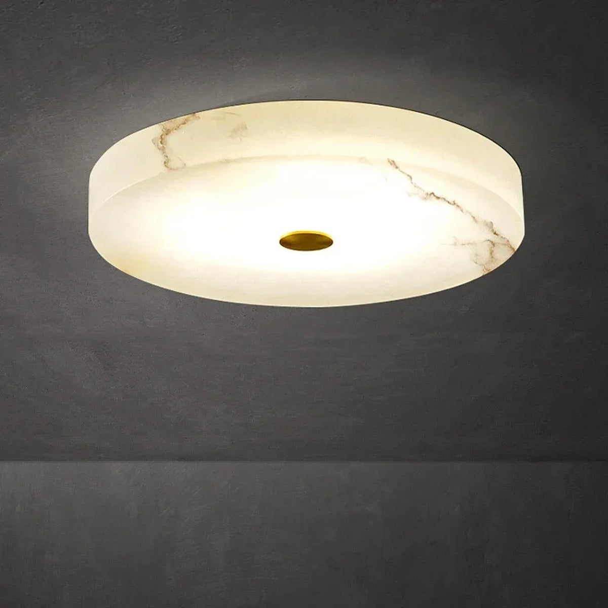 Alabaster Drum Flush Ceiling Light – Velantro – Hero Shot