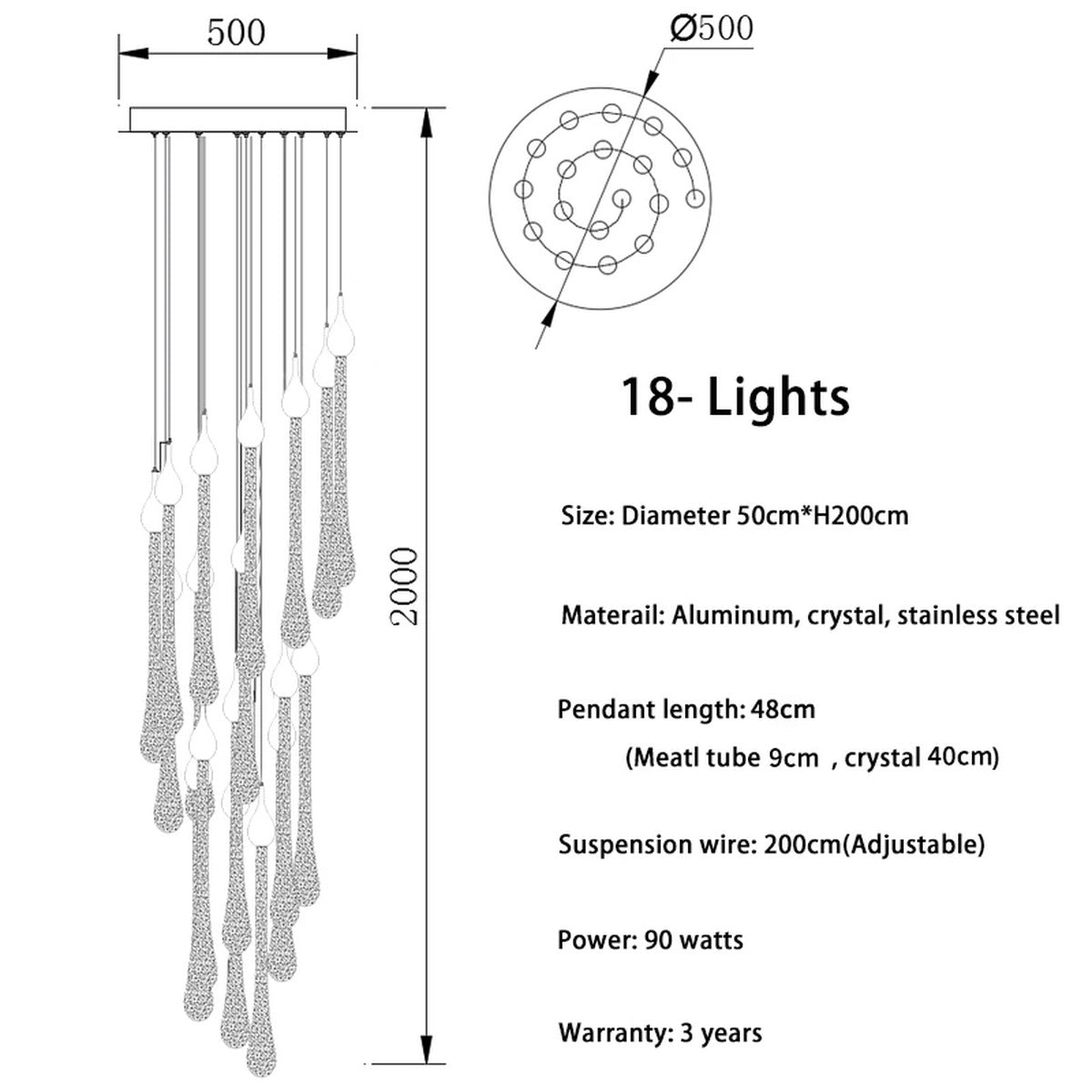 Modern Chandelier Sevon — 18 Heads(Spiral)