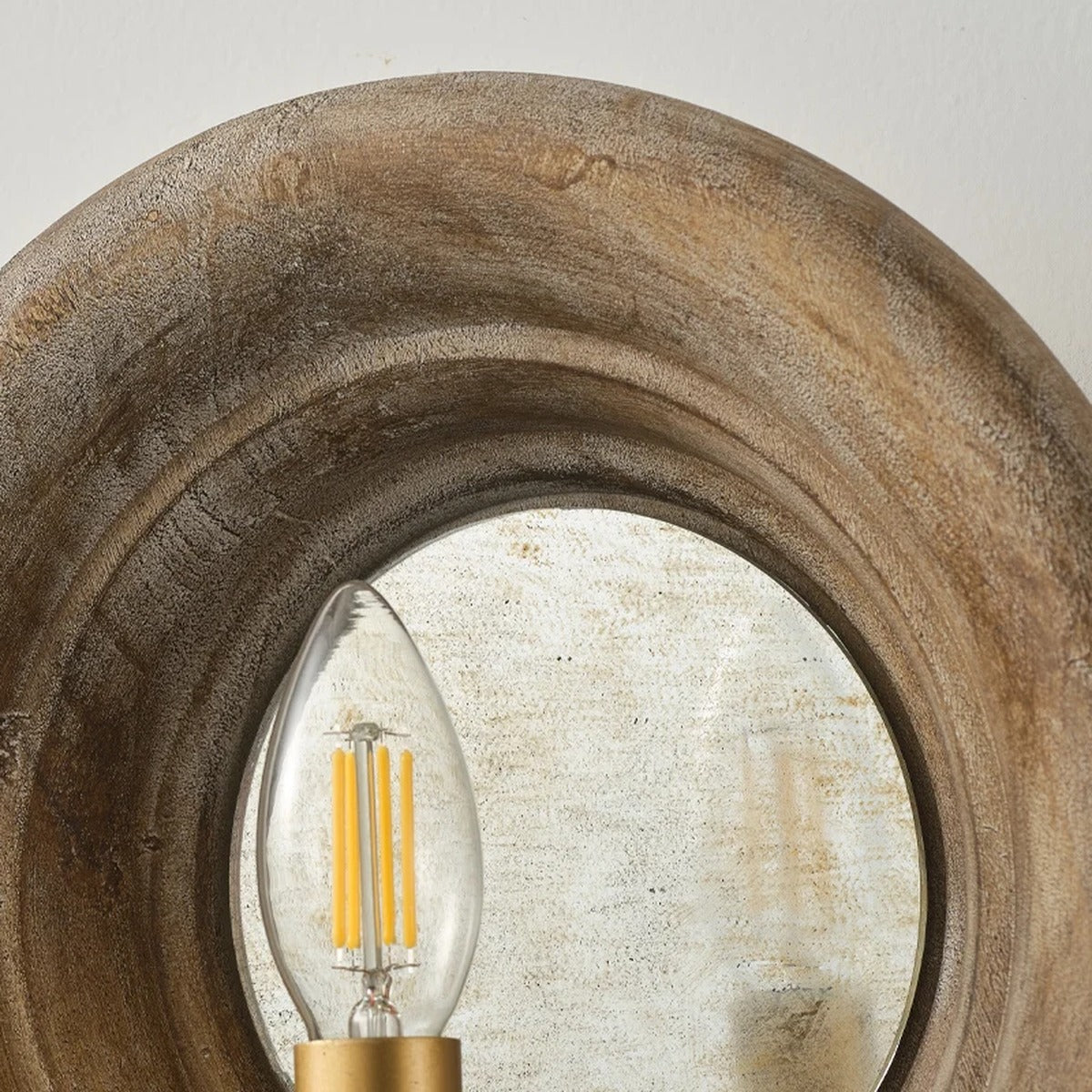 Carved Wood Disc Candle-Style Wall Sconce – Kaelorn – Product Detail 5