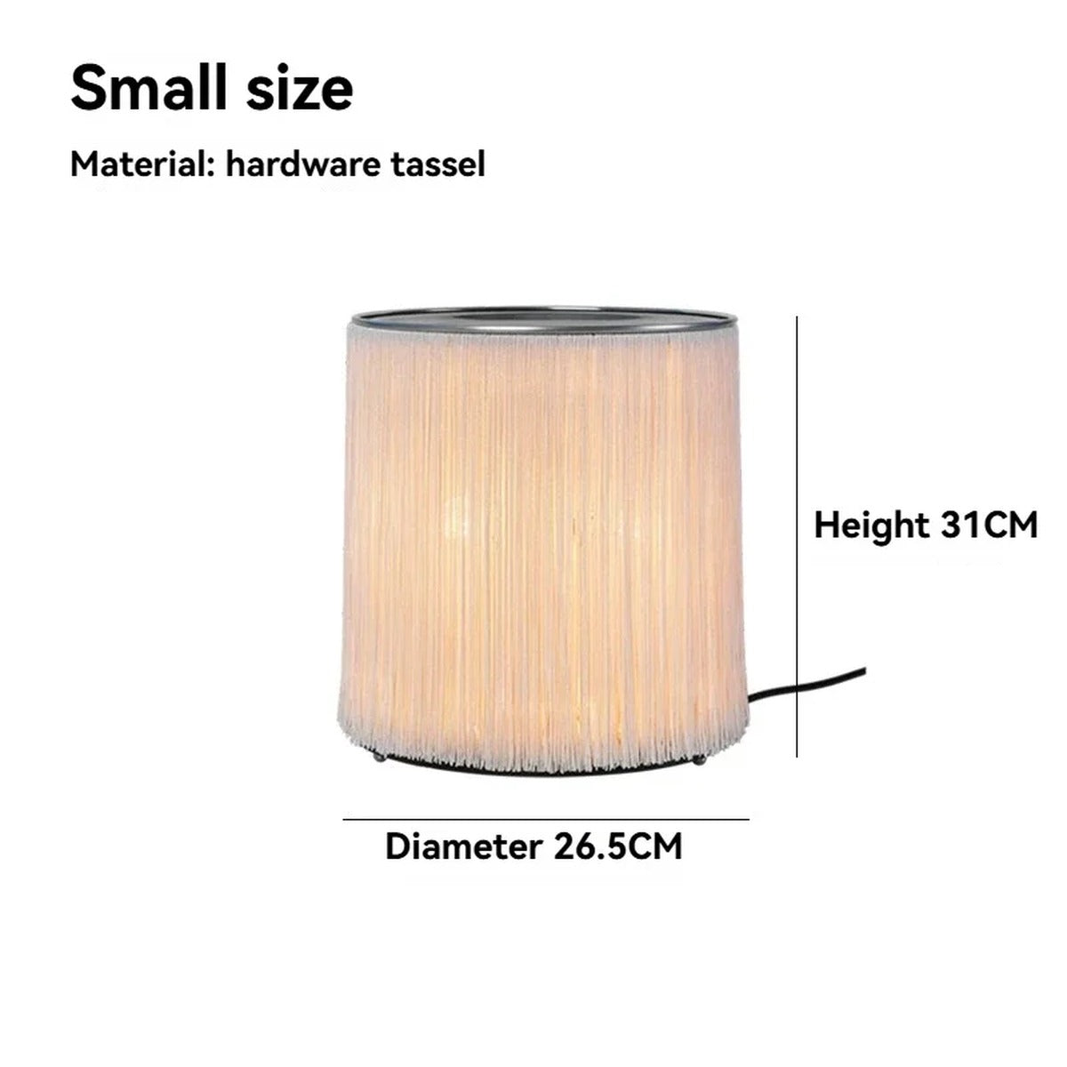 Fringe Tassel Cylinder Floor Lamp Ambrivox – Small Size Dimensions