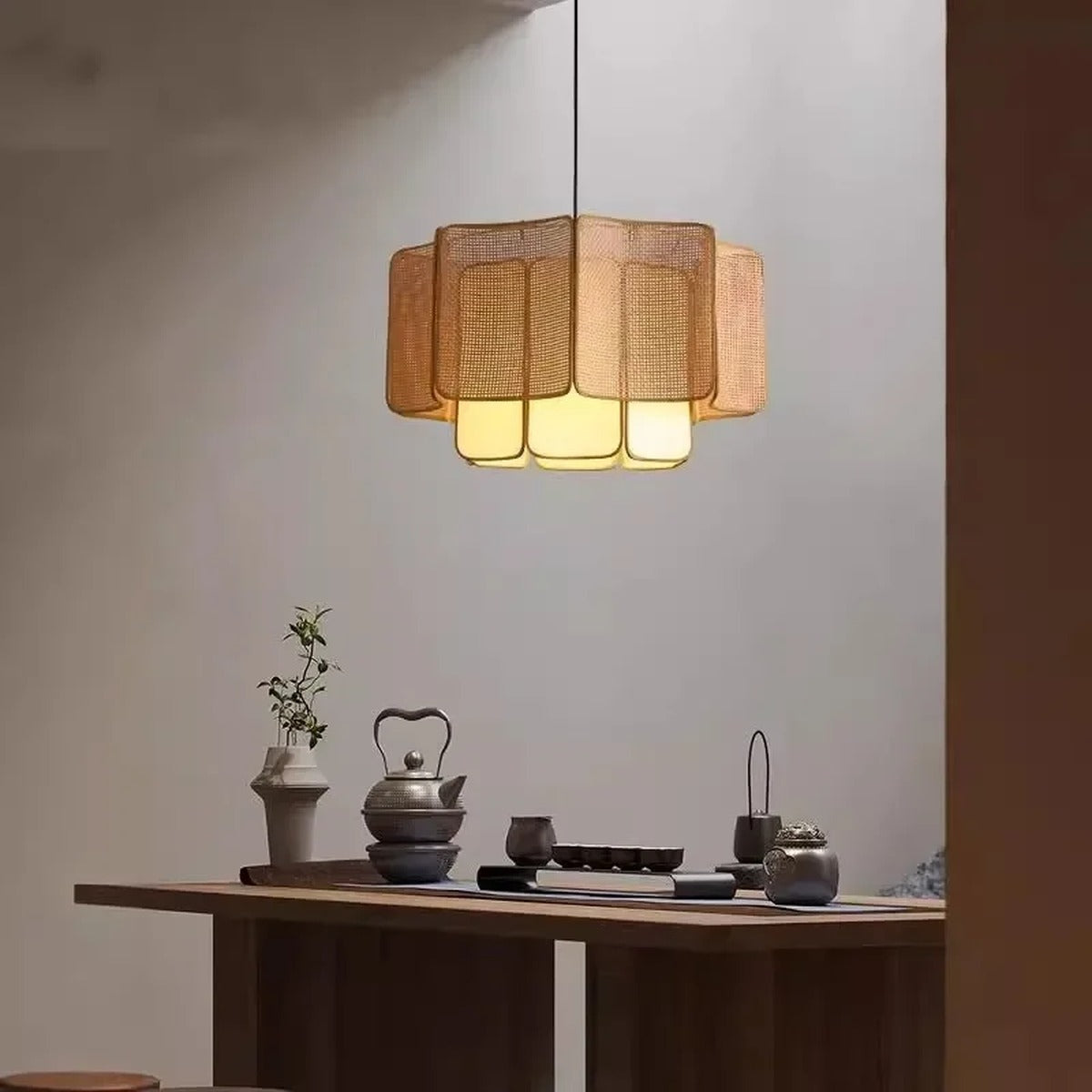 Natural Woven Rattan Pendant Light Tessara – Lifestyle View 3
