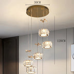 Spiral Crystal Cascade Staircase Chandelier Xelvara – 5 Heads Round