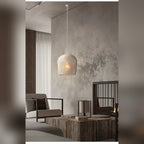 Kirinara Woven Bell Pendant Light -- White, living room lifestyle