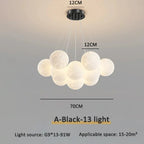 Cascading Moon Sphere Cluster Chandelier – Orineth – Black, 13-Light Ø12cm