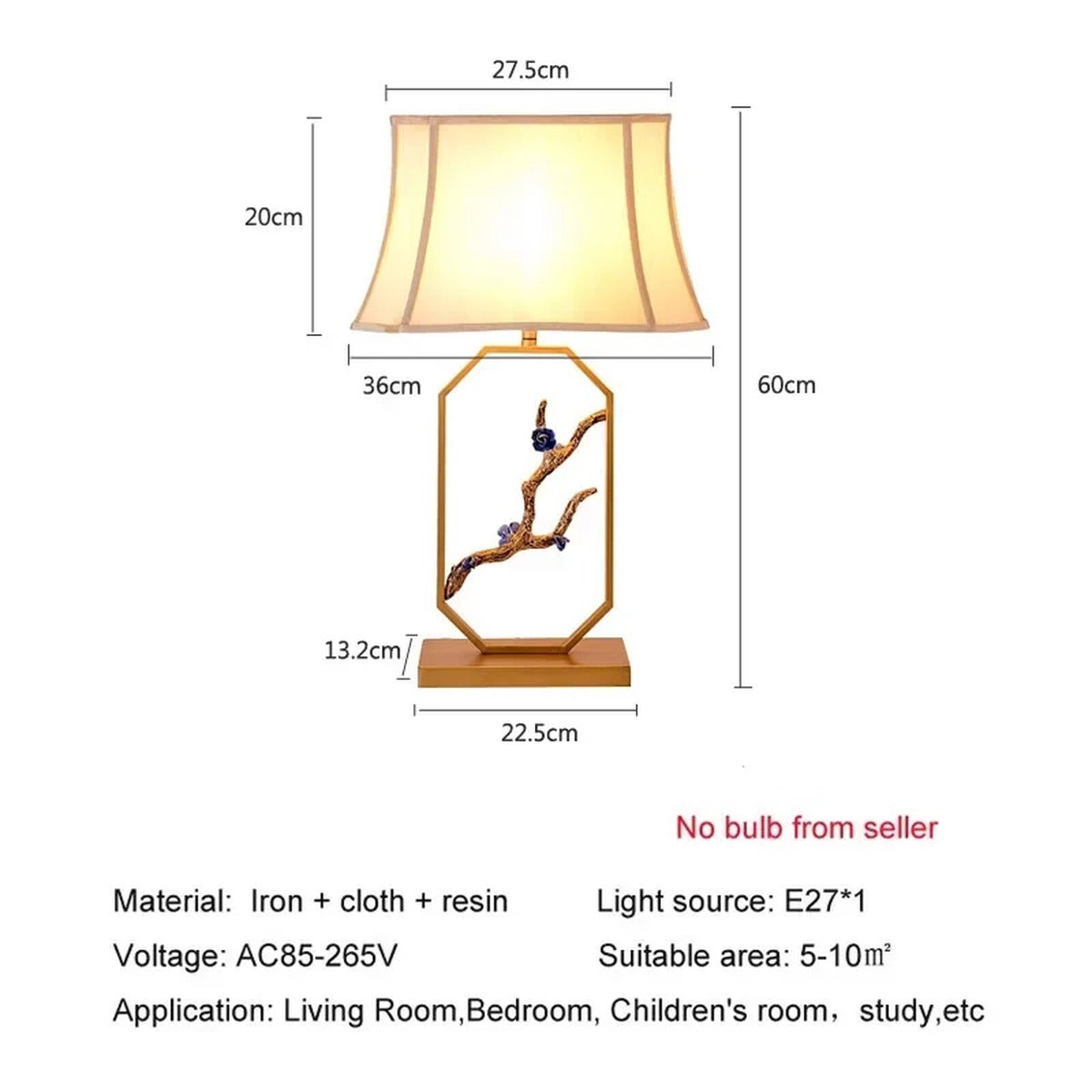 Chinoiserie Floral Branch Frame Table Lamp – Quilara – Lifestyle View 3