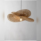 Handwoven Rattan Wing Pendant Light Mtavion – Studio detail angle 1
