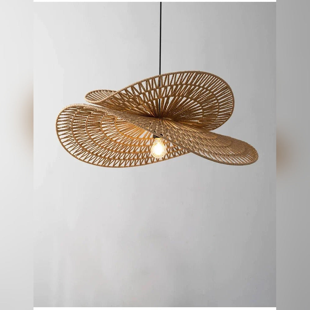 Handwoven Rattan Wing Pendant Light Mtavion – Studio detail angle 1