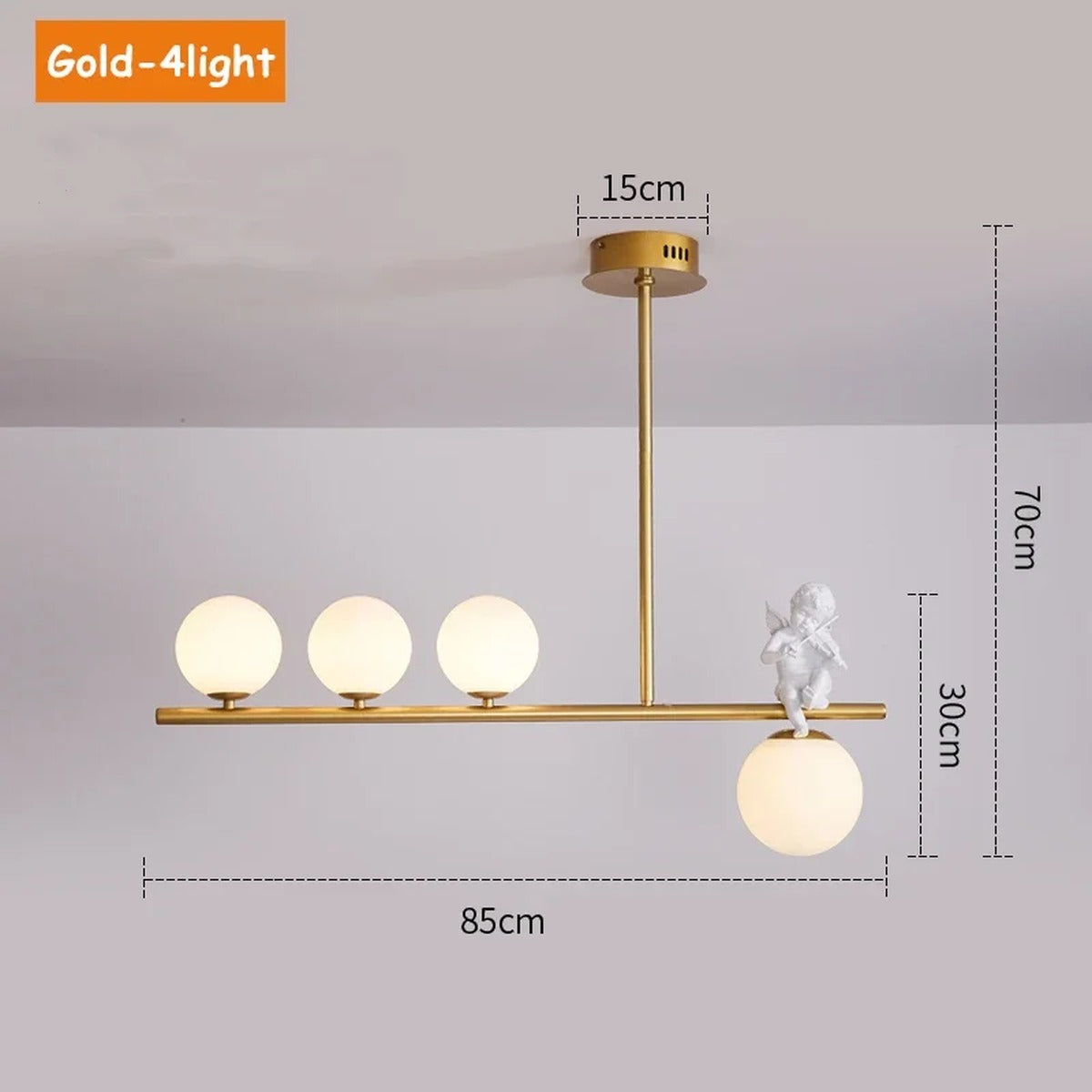 Minimalist Pendant Light Luxara — Gold 4 lamps