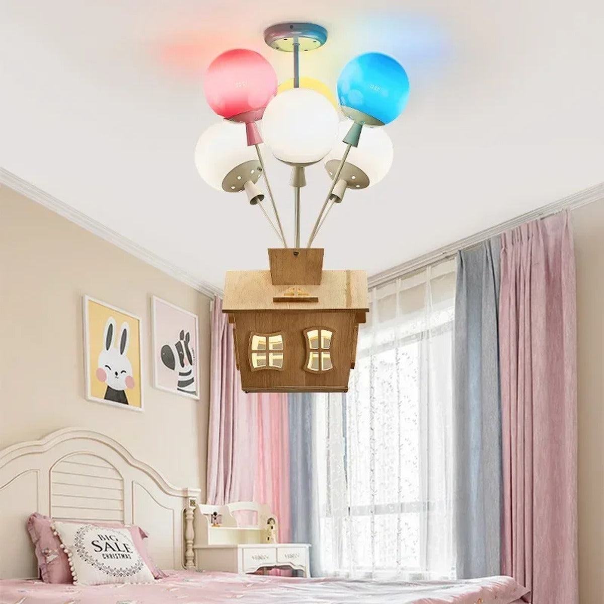 Balloon House LED Nursery Ceiling Light – Orbivox – Lifestyle in Bedroom