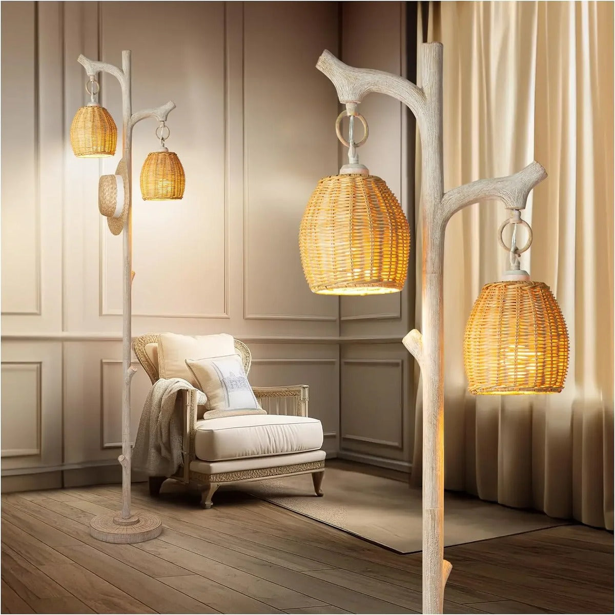 Anchorix Branch Floor Lamp — Washed White