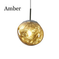 Organic Molten-Form Mirror Pendant Light – Sarvix – Amber Finish