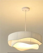 Sculptural Pleated Fabric Pendant Light – Camiran – Grey, 50 cm