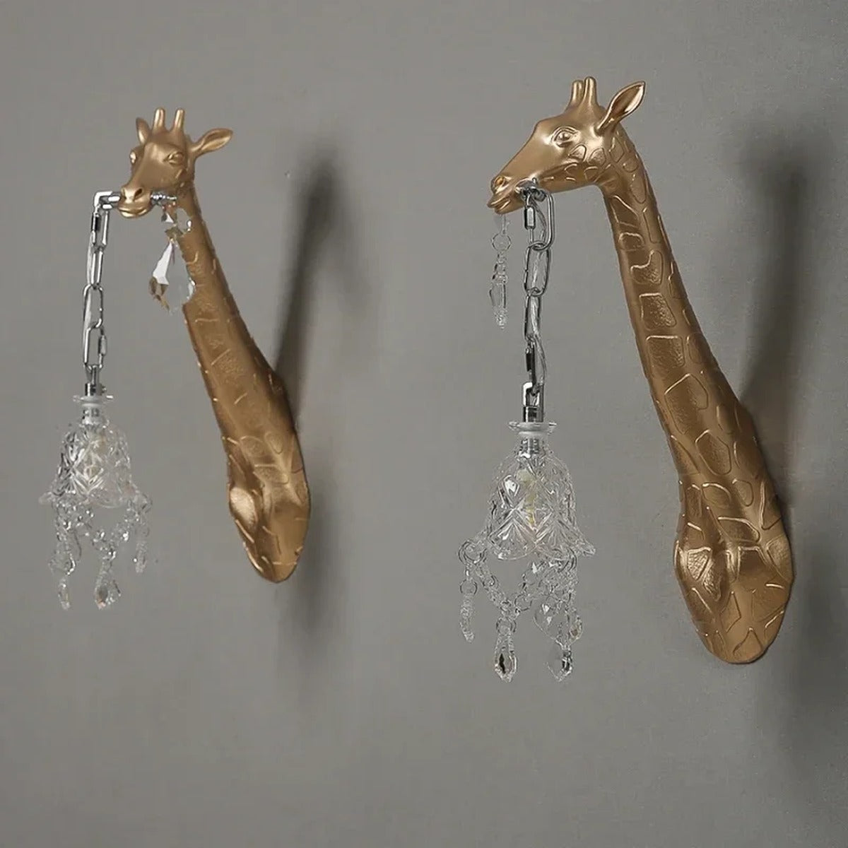 Serengeti giraffe wall sconce, gold finish, facing pair — studio