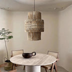 Tiered Bamboo Fringe Cylinder Pendant Light – Melrix – Lifestyle View 4