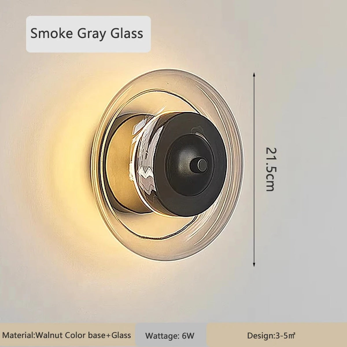 Postmodern Blown Glass Wall Sconce Garleth — Smoke Gray Glass