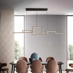 Geometric Aluminum Linear Pendant Lumero – Gold Finish, Kitchen Island Lifestyle