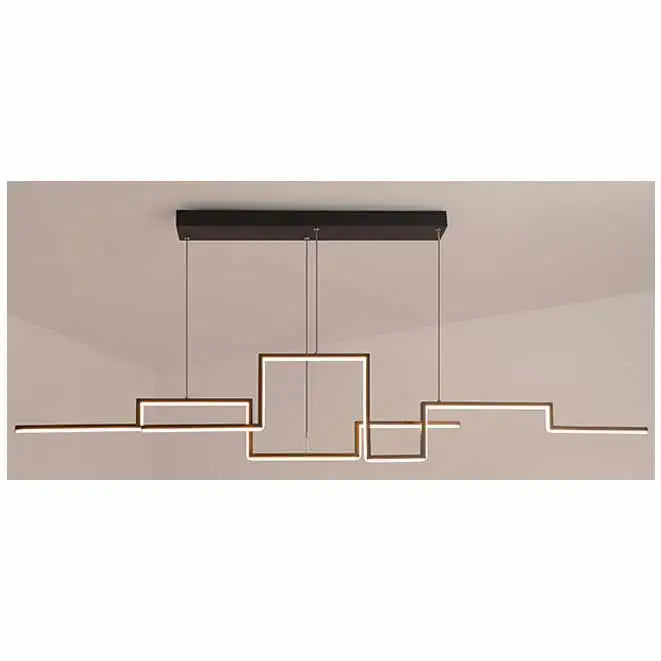 Geometric Aluminum Linear Pendant Lumero – Gold Finish, Studio View