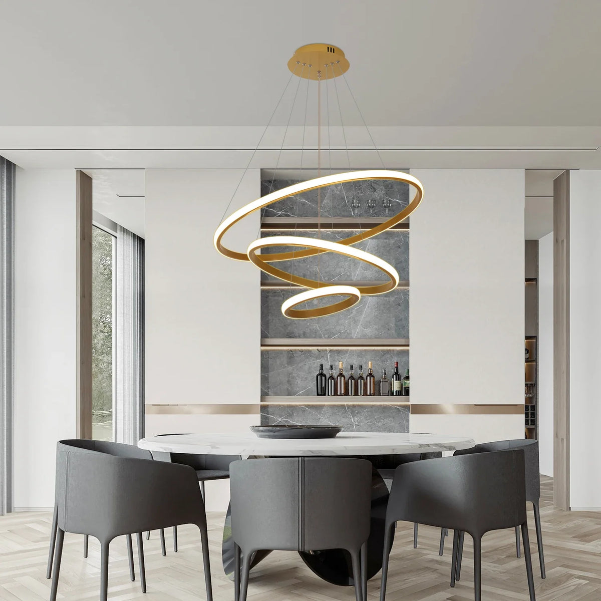 Multi-Ring LED Chandelier – Hbelion – Hero Shot