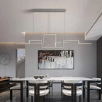 Geometric Aluminum Linear Pendant Lumero – Grey Finish, Dining Room Lifestyle