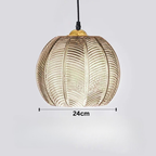 Ribbed Glass Botanical Pendant Light Banlux – Amber 24cm Detail