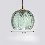Ribbed Glass Botanical Pendant Light Banlux – Green, 25cm Detail